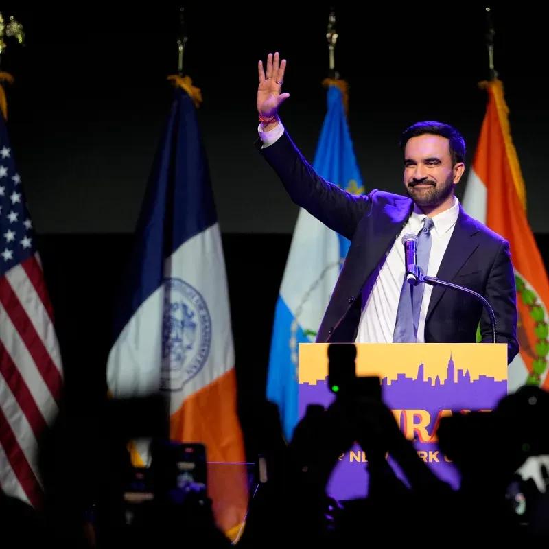 New York City mayor-elect Zohran Mamdani waves to supporters on November 4th, 2025.