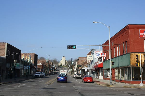 A picture of downtown Black River Falls, Wisconsin. 